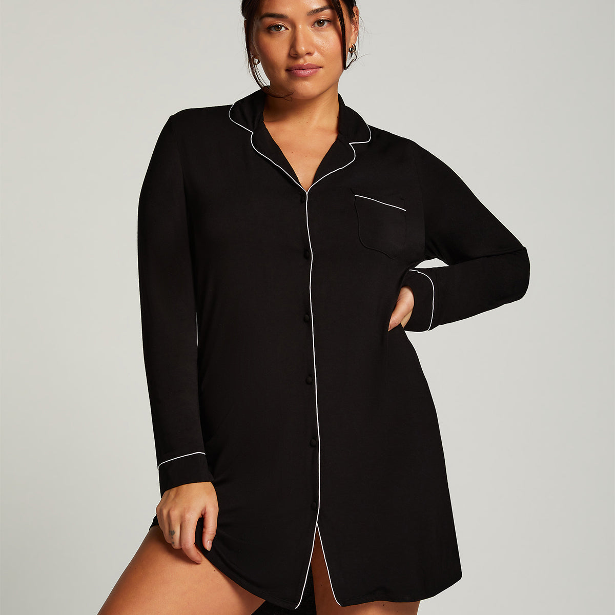 Hunkemöller Jersey Essential nachthemd, zwart