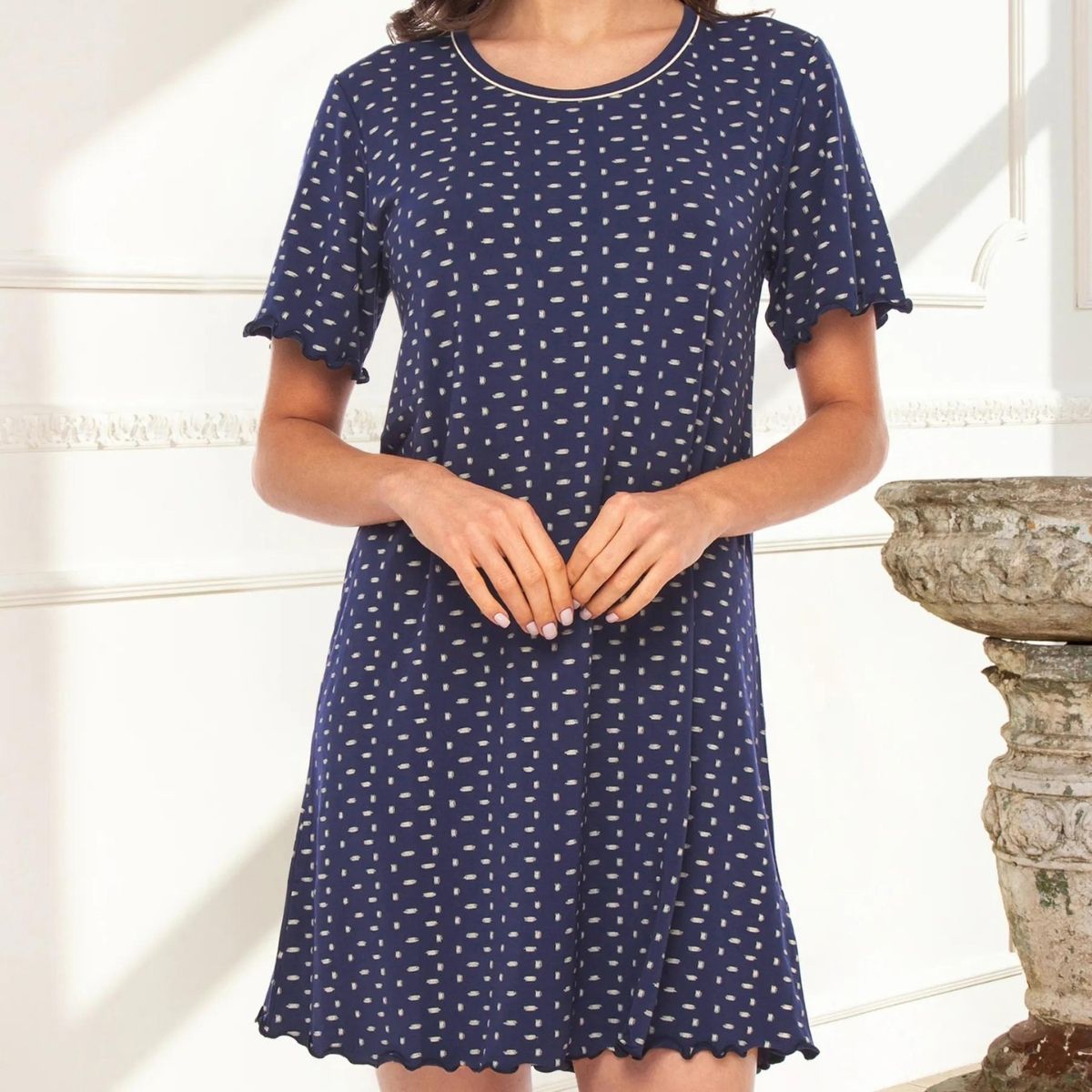Lady Avenue Bamboo nachtjapon, blauw