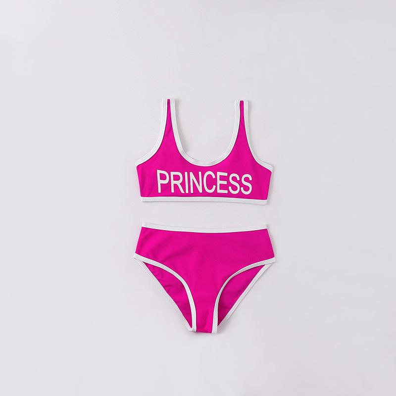 BOOSKU Kinderen Meisje Letter Print Bikini Backless Badmode Kinderen V-hals Badpak 140