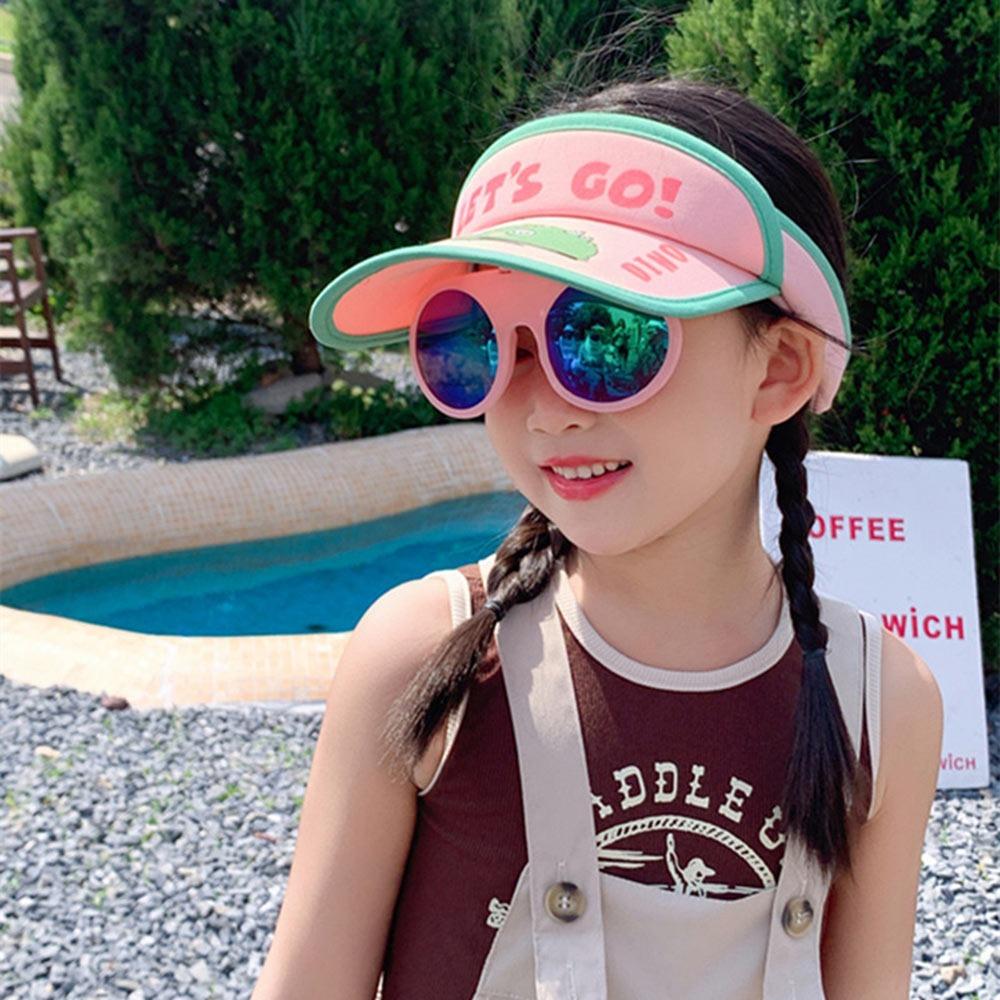 ASmdkfsm4 with Sunglasses Sun Hat UV Protection Baseball Cap Cute Children's Caps lichtroze kleur