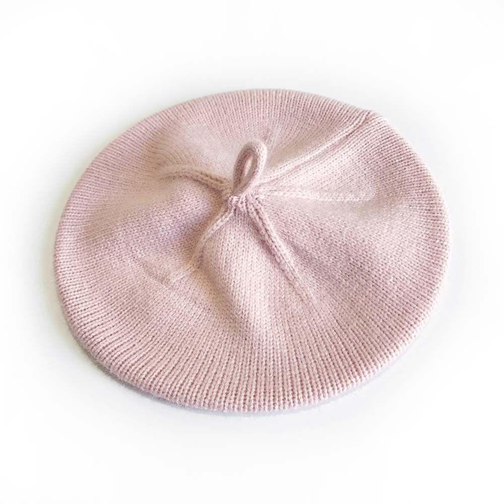 Zhongluo Warm Vintage Pure color Autumn Winter Infant Woolen Berets Hat Girl Bonnet Knitted Cap Baby Hat roze