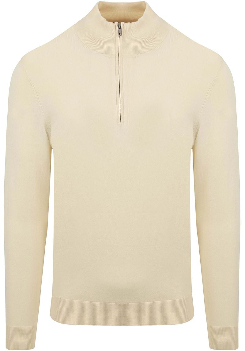 Profuomo Half Zip Pullover Luxury Ecru