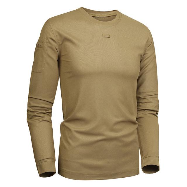 MEGE KNIGHT Tactische militaire kleding herenoverhemd Effen Coolmax Sneldrogend Leger Casual heren T-shirt met lange mouwen, t-shirt voor heren XXXL lichtbruin