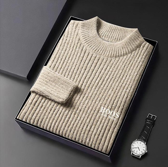 CHIC STUDIO Herfst en winter gebreide dikke dikke naald trui Mid-jeugd halve coltrui Chenille imitatie nerts warme stretch trui voor mannen 2XL/120/180
