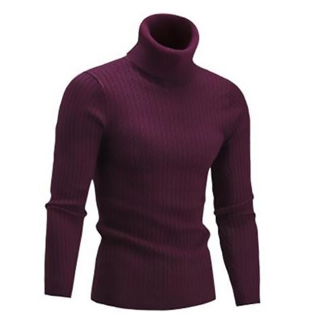 MAITA Elite Fashions Herensweater met hoge kraag Herfst- en wintermode Warme gebreide coltrui voor heren met lange mouwen Warme truien XXXL rood