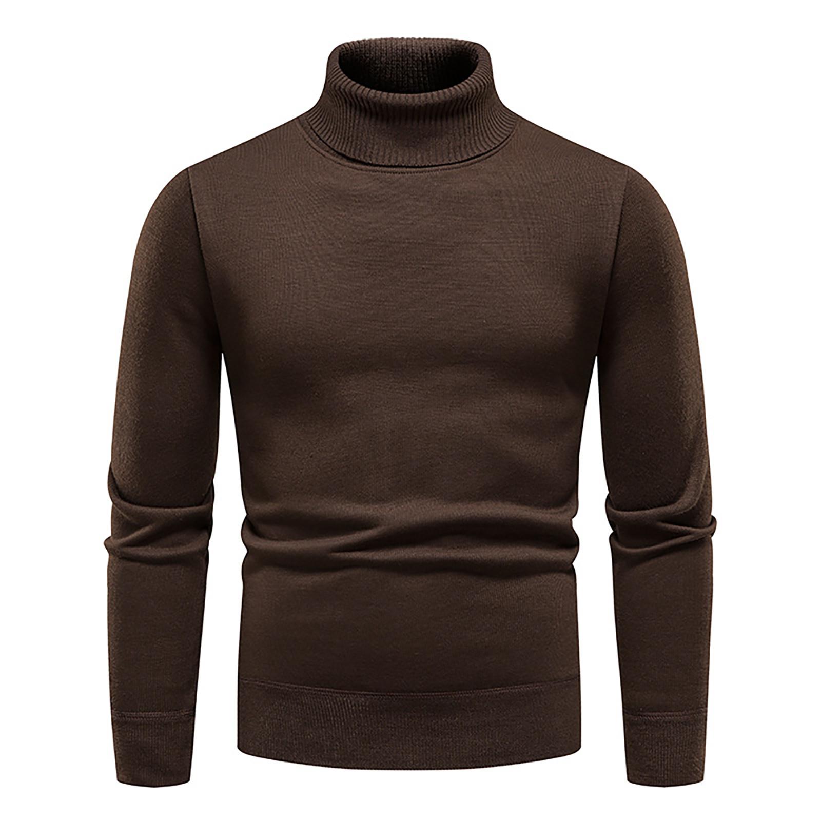 Xingben Two Herensweater met hoge hals, effen kleur, slanke dieptepuntsweater XL koffie