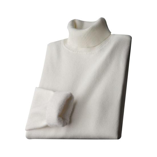 Jingli Herfst Winter Heren Trui Halfhoge Kraag Gebreid Dik Pluche Voering Elastisch Lange Mouwen Warm Effen Kleur Onderkant Breiwerk Losse Dagelijkse Draag Truien L