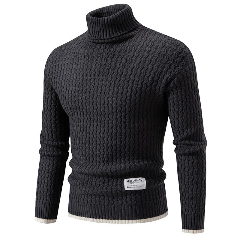 WOLF MAN Heren coltrui effen kleur gebreide warme casual truien 2XL donkergrijze kleur