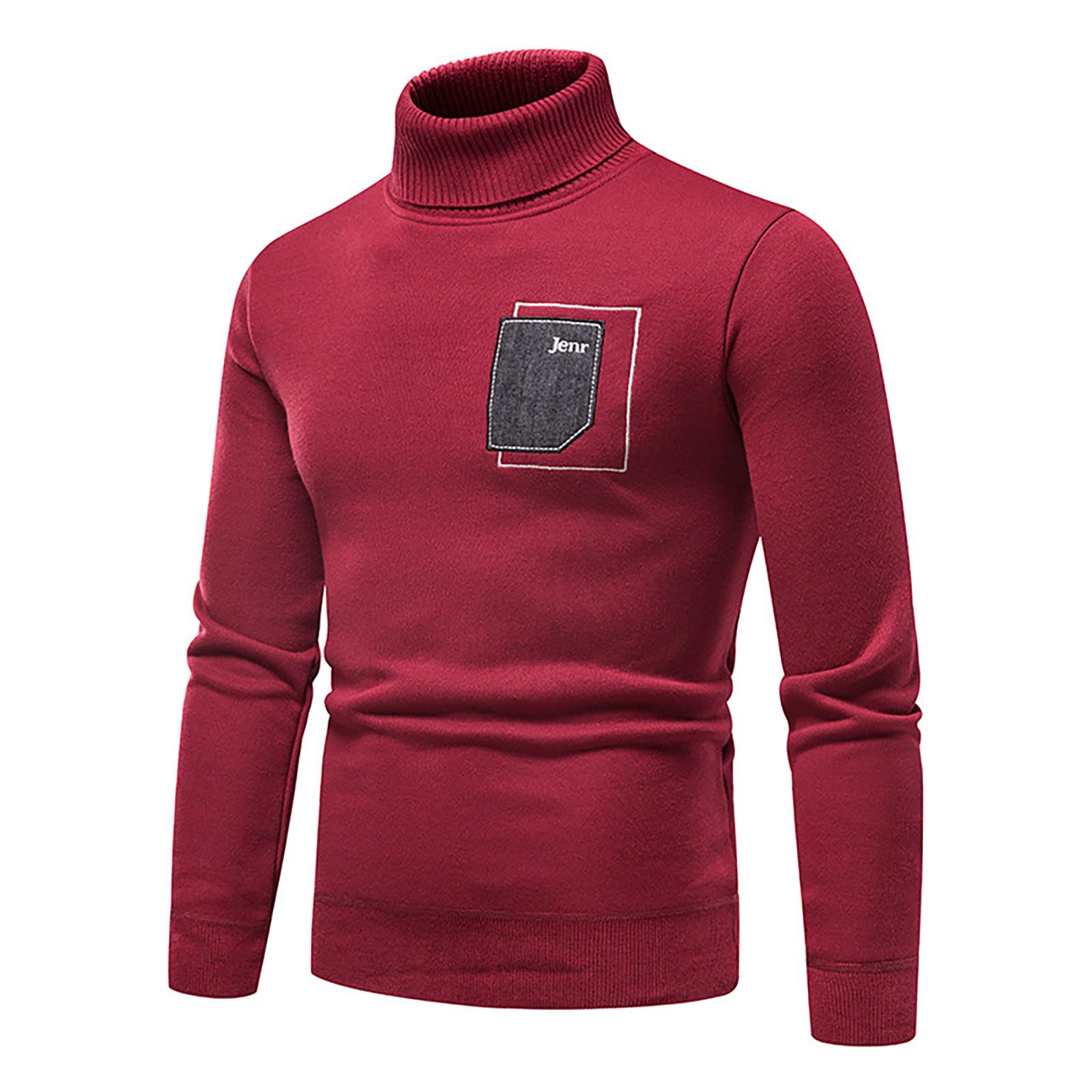 MAITA Clothscenery Herensweater met hoge hals, effen kleur, slanke dieptepuntsweater XXXXL wijn