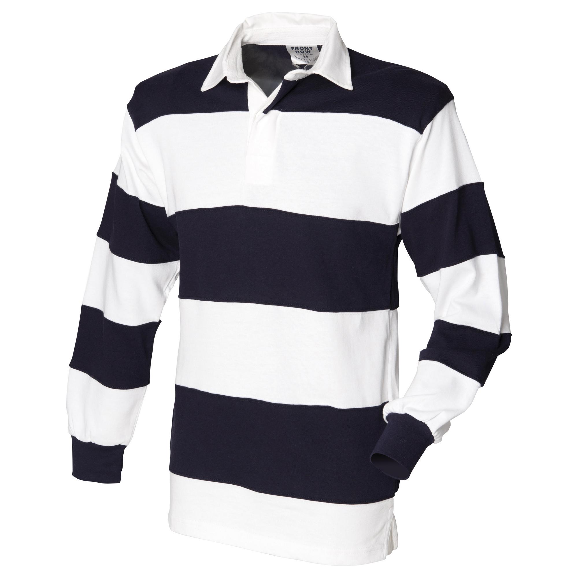 FRONT ROW Sportrugby-poloshirt met lange mouwen en genaaid gestikte strepen op de eerste rij M