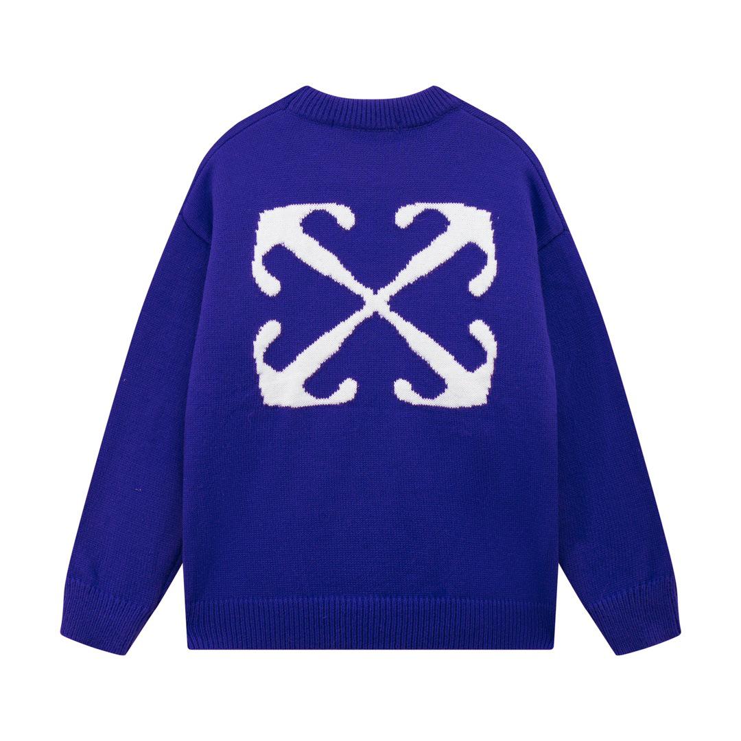 VantaGoods 2024 Herfst/Winter Unisex gebreide trui met OW pijlpatroon Extra Large blauw