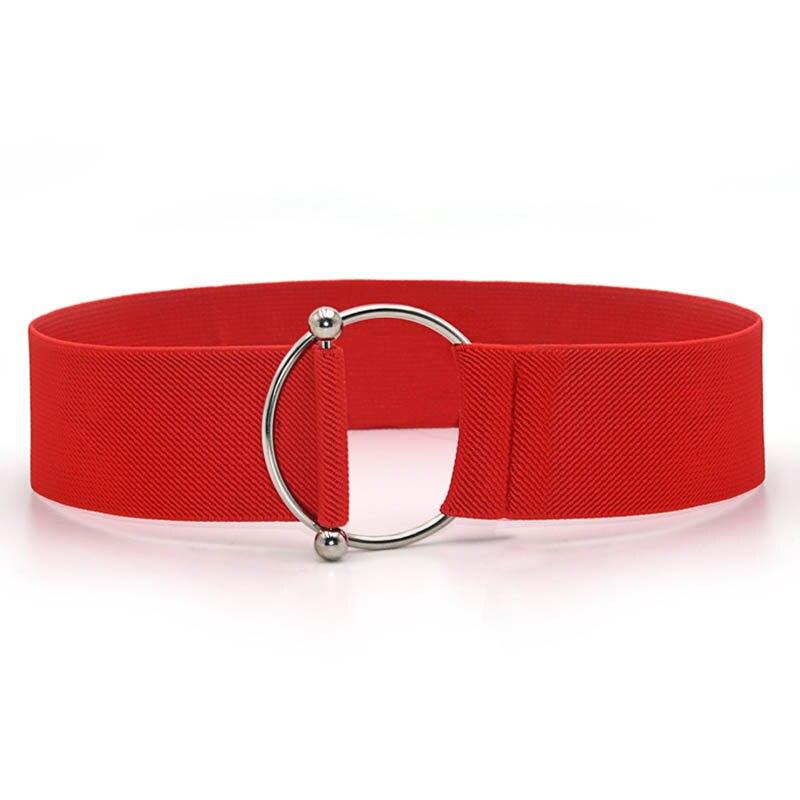 Apparel accessory Riemen voor dames, eenvoudige taille, elastische damesband, ronde gesp, decoratie, jas, trui, mode, jurk, tailleband rood