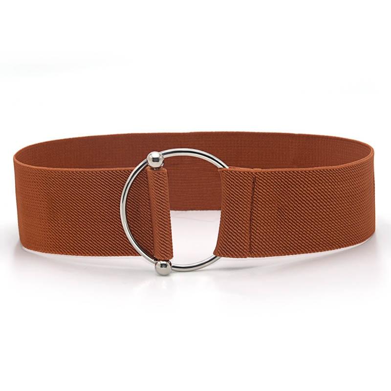 Apparel accessory Riemen voor dames, eenvoudige taille, elastische damesband, ronde gesp, decoratie, jas, trui, mode, jurk, tailleband kameel