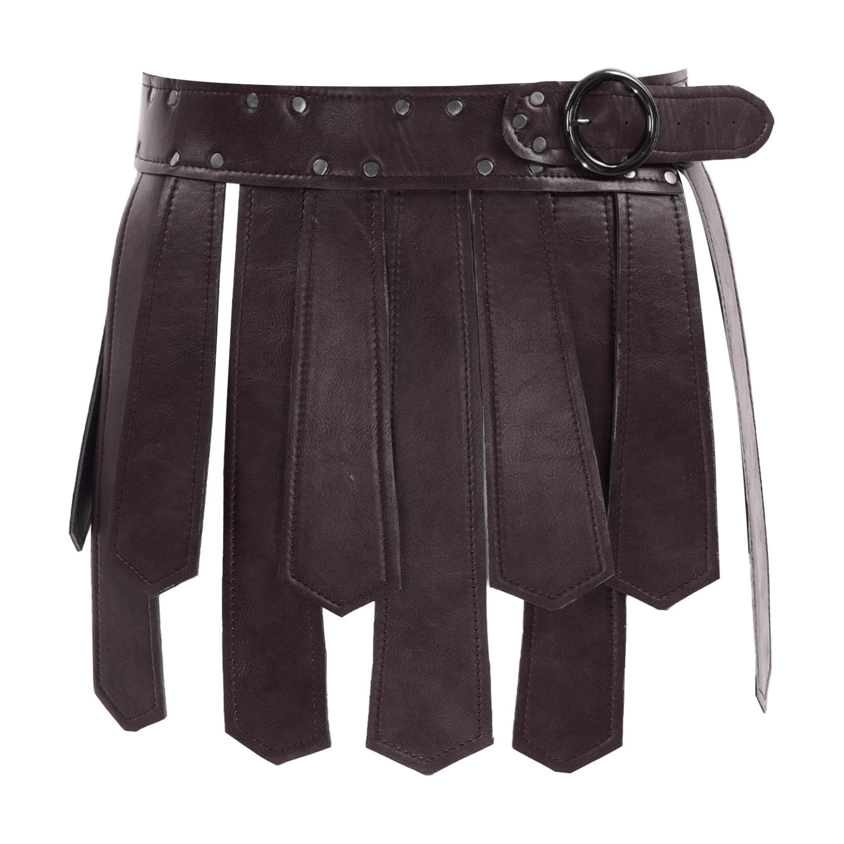 IEFiEL Damesmode Punk Stijl Verstelbare Klinknagels Versierd Tailleband Fringe Onregelmatige Kwastje Rok Riem One Size