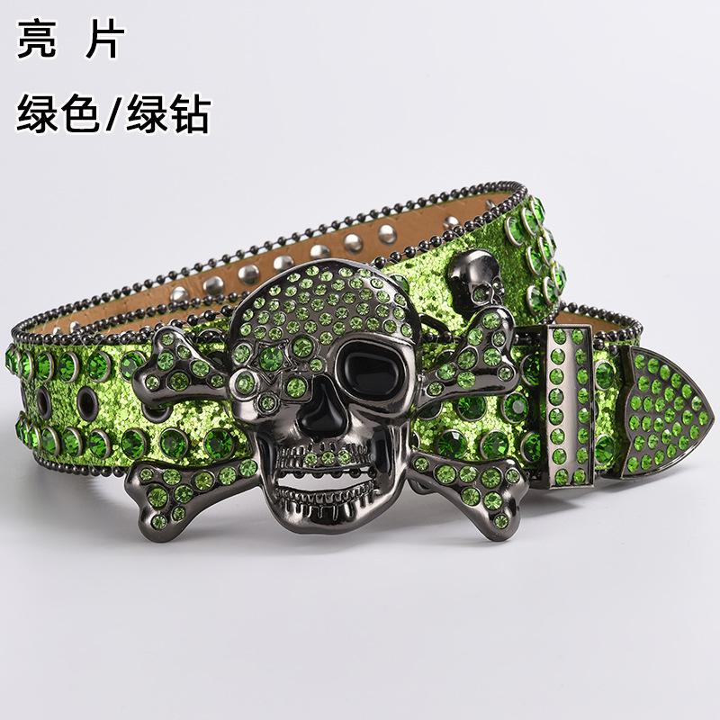 Meimeier Wind Skull Diamond Belt Buckle Hip Hop Decoratieve Strass Broekriem Tide 125cm