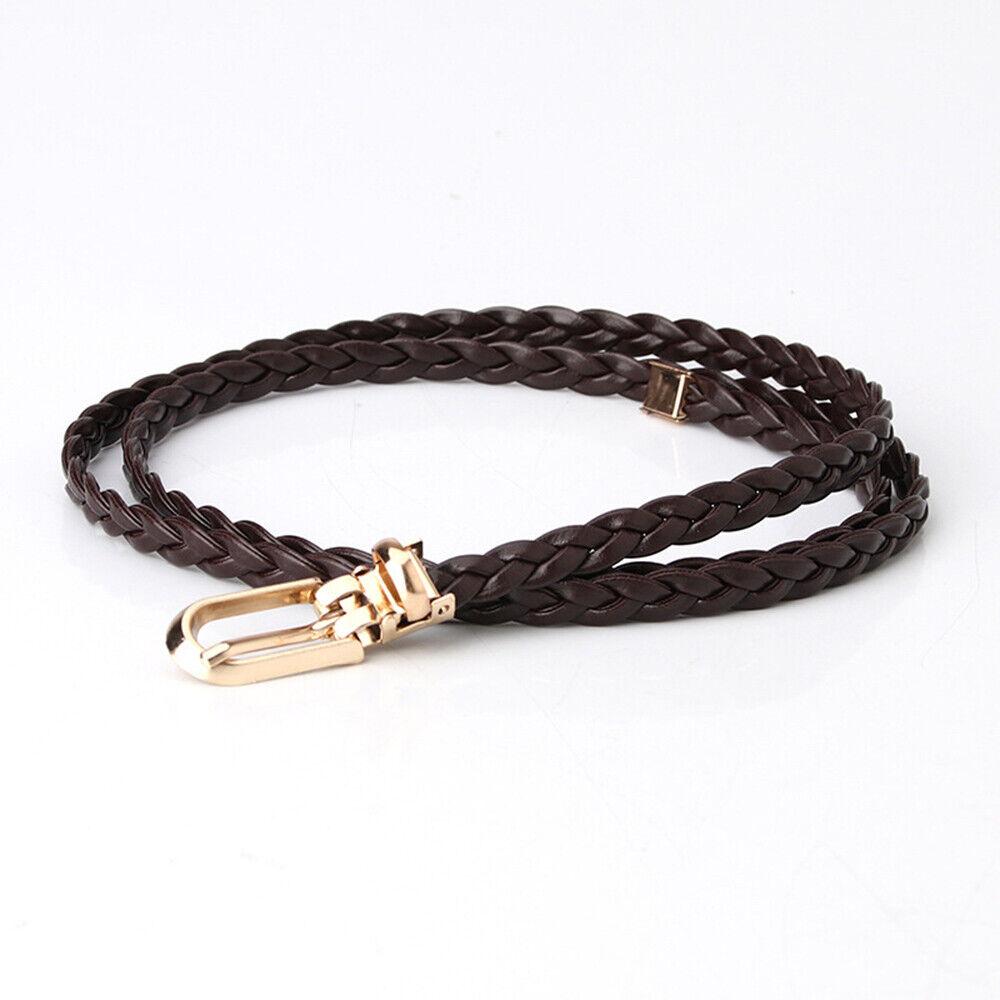 91140106MA0LTJAXX9 Gevlochten PU leren riem dames dunne taille riem jurk jas decoratieve tailleband koffie