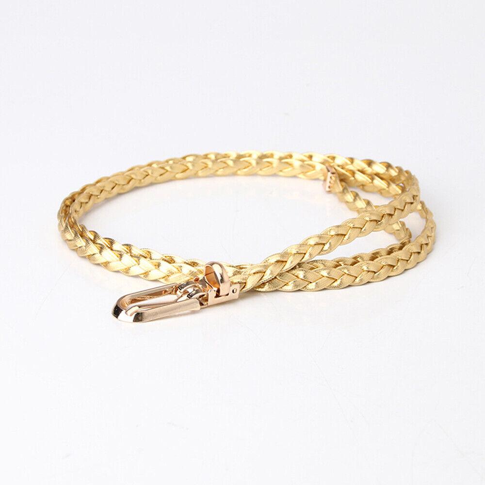91140106MA0LTJAXX9 Gevlochten PU leren riem dames dunne taille riem jurk jas decoratieve tailleband goud