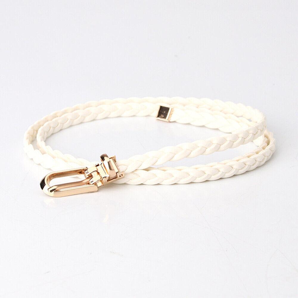 91140106MA0LTJAXX9 Gevlochten PU leren riem dames dunne taille riem jurk jas decoratieve tailleband wit