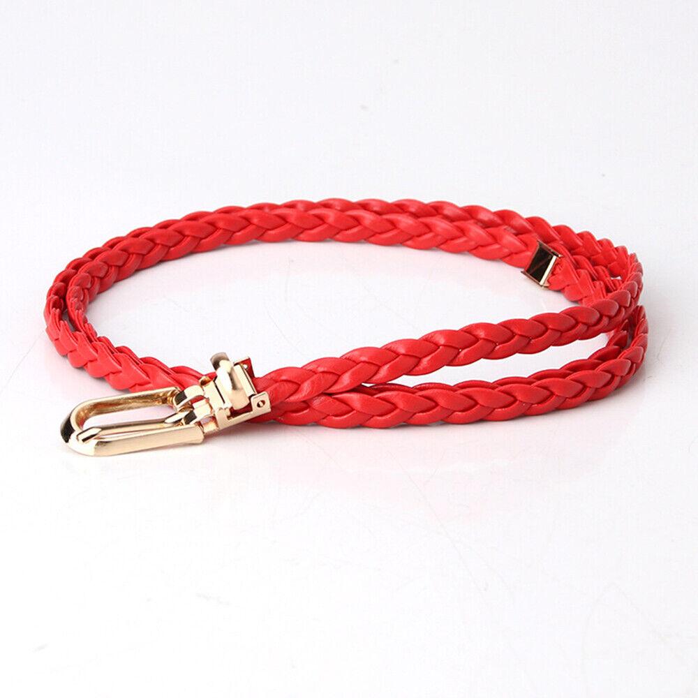 91140106MA0LTJAXX9 Gevlochten PU leren riem dames dunne taille riem jurk jas decoratieve tailleband rood
