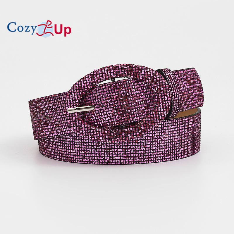 Cozy Up Accessories Ovale Japanse gesp riem dames pailletten retro decoratieve jeans dames riem 106x3.7cm paars