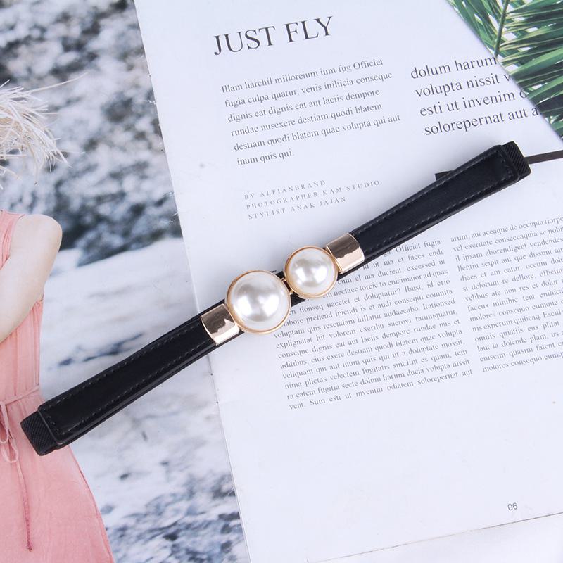 AI Market Koreaanse stijl retro parel elastische tailleketting riem voor trui jas