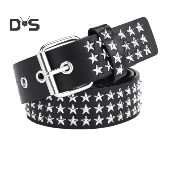 Mud in your eye Punk Rock Rivet Riem Studded Riem Grommet Draden Riem Vierkante Klinknagels Piramide Metalen Inlays Verstelbare Banden Imitatie Leren Riem 110cm D