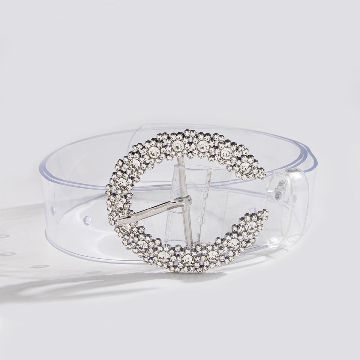CrossCart Chique, met diamanten bezette, zwarte en bruine damesriem met veelzijdige gesp 100cm transparant