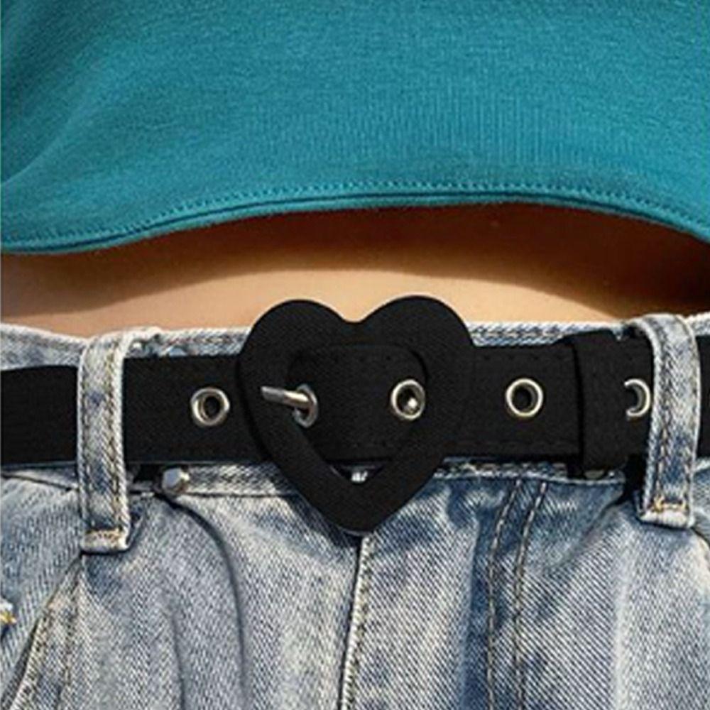 Dongao for Dress Jeans Heart Denim Belt Fashion Accessories Dress Waistband New Femme Punk Waistband zwart