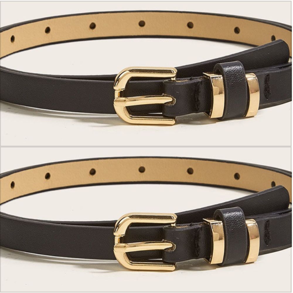 Xuuansheng 1.3 cm Wide Thin Belt Versatile Leopard Waistband Simple Skinny Leather Belt  Gift black-1pc