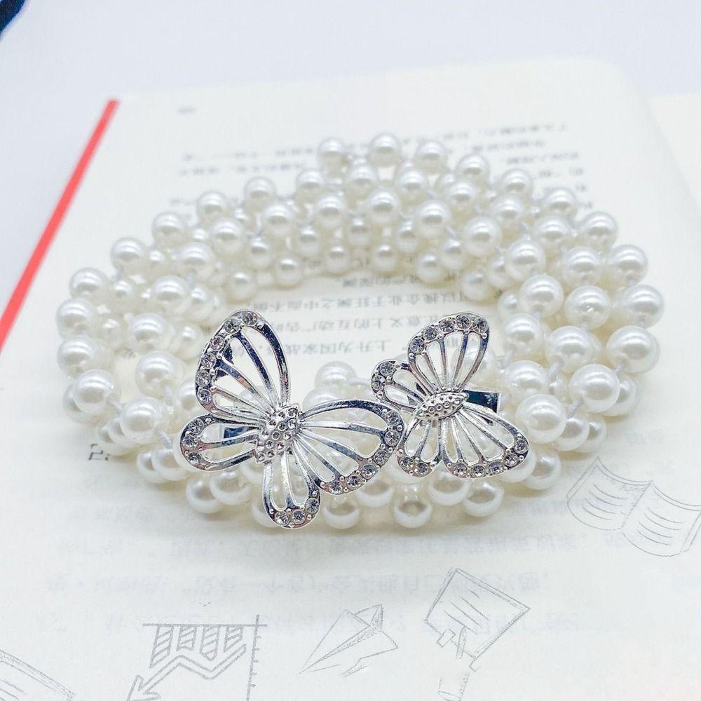 Shieimin36 Kledingbenodigdheden Parel Tailleriem Trui Decoratieve Diamant Tailleketting Elastische riem Dames Style 8