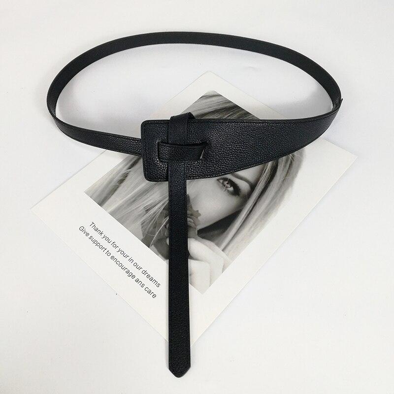 Tanglihan Designer Riemen voor Vrouwen Hoge Kwaliteit Knoop Zacht Pu Leer Lange Cumberbanden Brede Jas Ceinture Femme Jurk Tailleband Cintos zwart