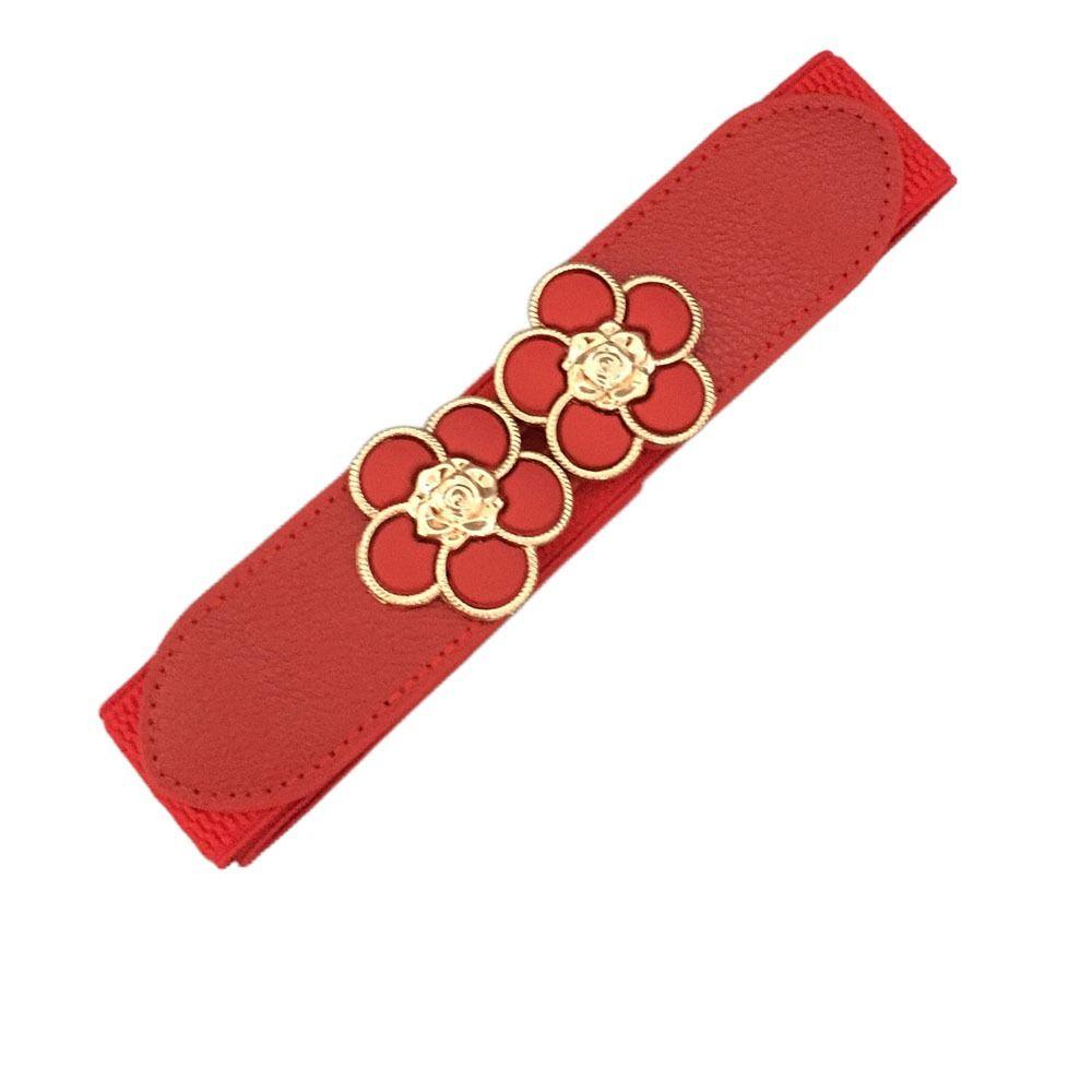 KJNedh86 Brede taille Tailleaccessoires Stretchtailleband Bloemenriemen Elastische riemen Brede riem Bloemenriemen rood