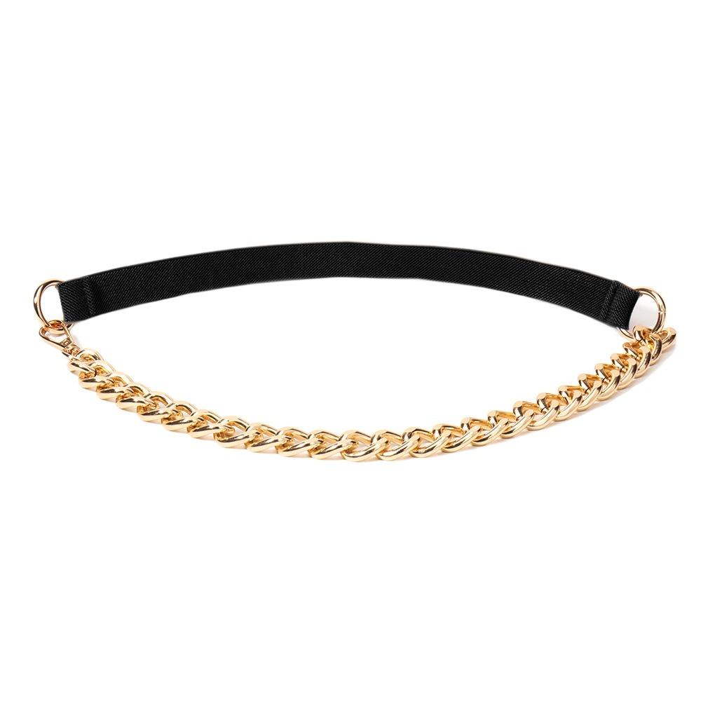 Ongwnsdf123 with Metal Chain Dress Waistband Versatile Shirt Waistband Fashion Elastic Waist Seal goud