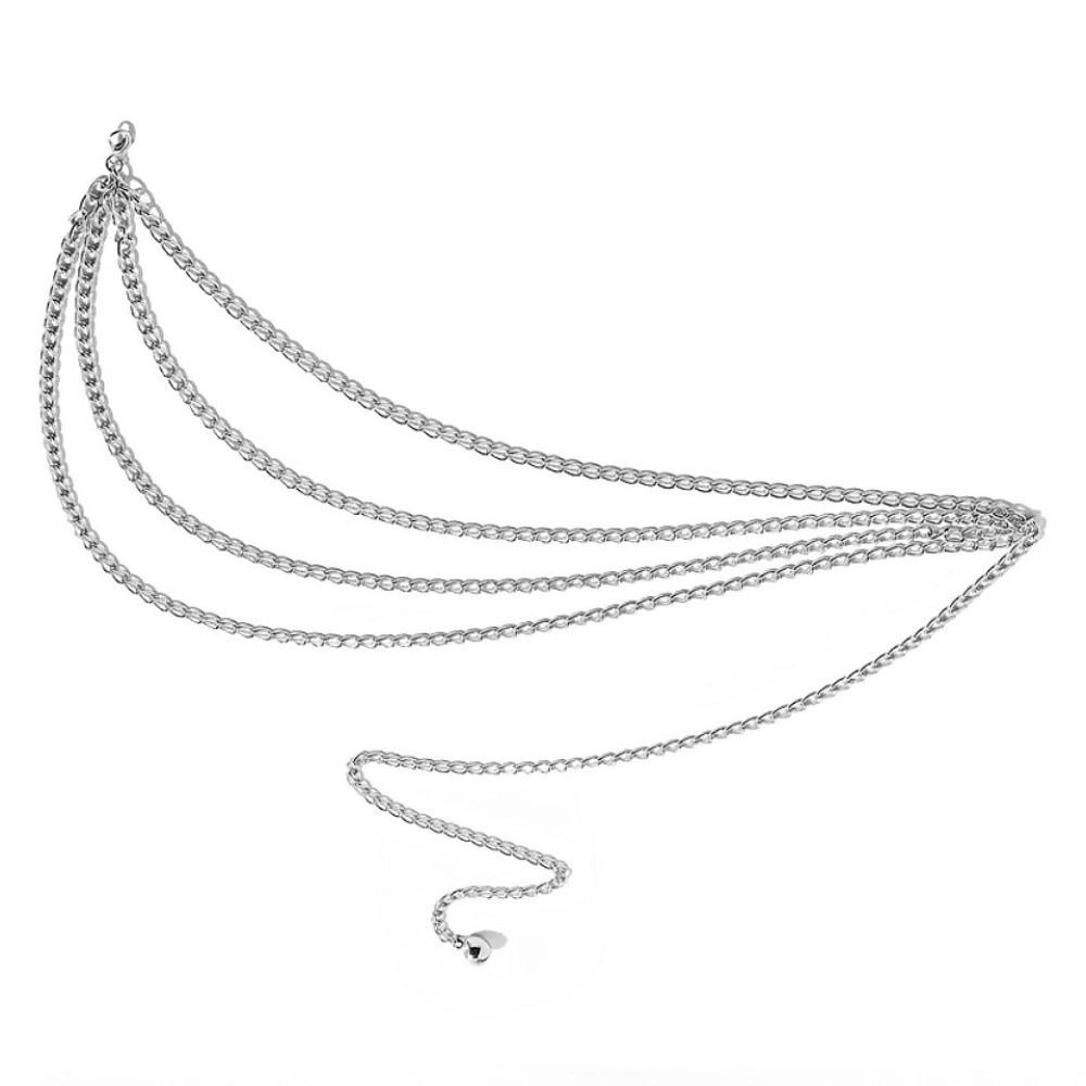 Lanxing Gold Silver Tassle Waist Chain Multi layer Dress Girdle Trendy Jeans Chain Belt  for Women