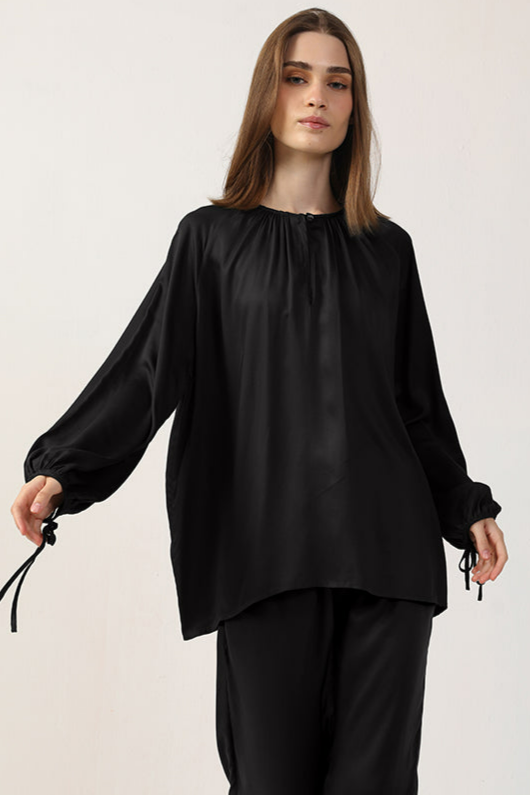 Neu Nomads US Damen vegan Bluse Tunika Schwarz