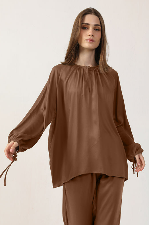 Neu Nomads US Damen vegan Bluse Tunika Cognac