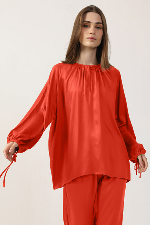 Neu Nomads US Damen vegan Bluse Tunika Rot