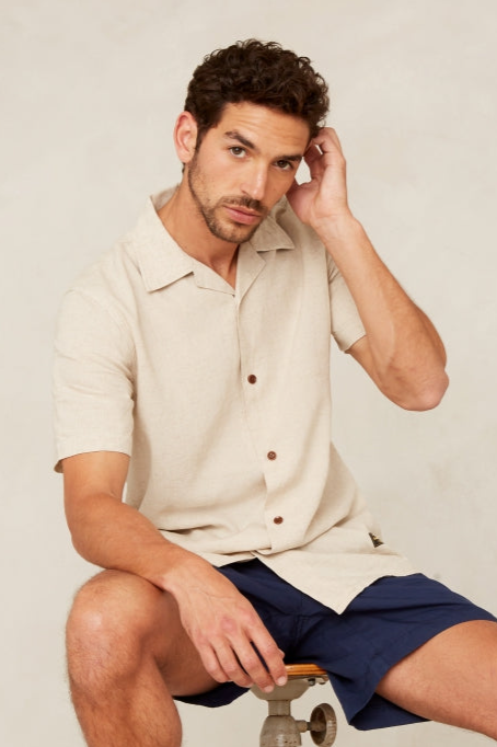 Kings Of Indigo Herren vegan Hemd Balder Nicht GefÃ¤rbt Beige