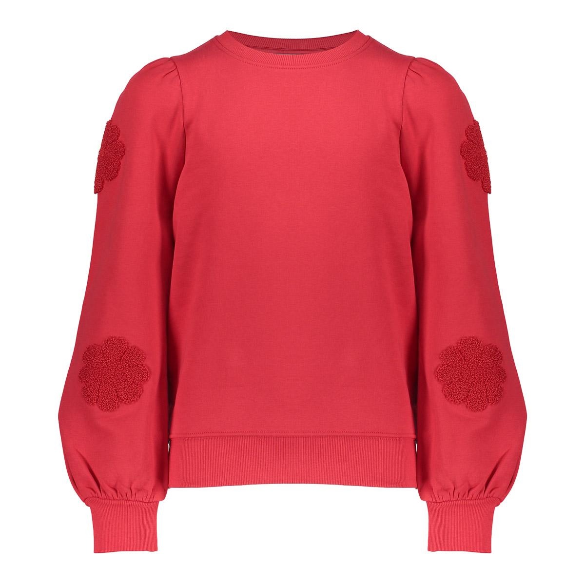 Geisha winter sweater meisjes - rood - bloemen op mouw