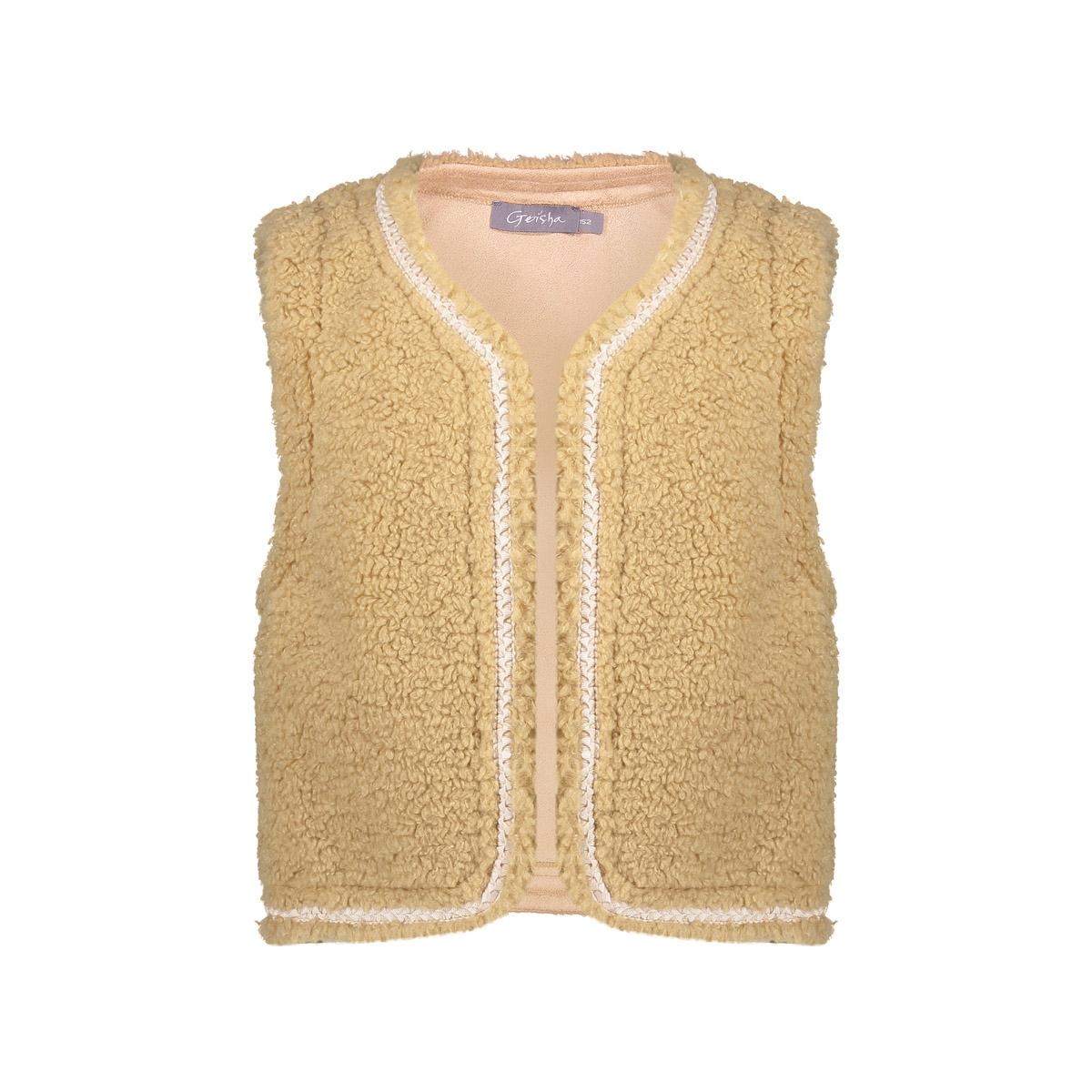 Geisha winter gilet meisjes - zand - zigzag, teddy borduursel