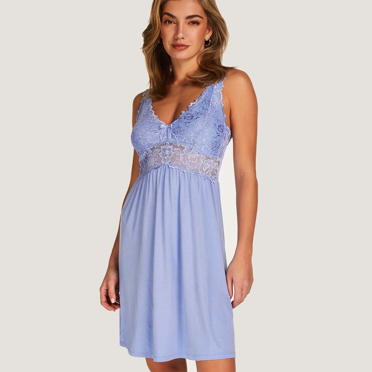 Hunkemöller Nora Lace nachtjapon, BLAUW