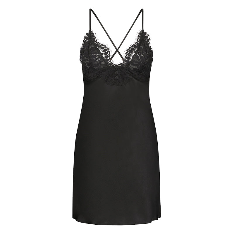 Hunkemöller Zara Silk Lace nachtjapon, zwart