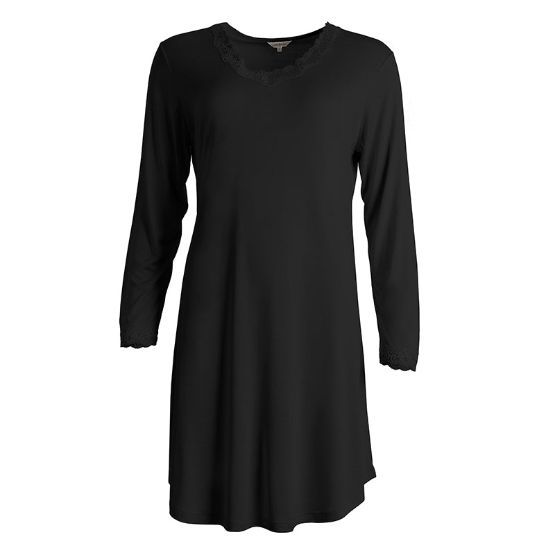 Lady Avenue Silk Jersey nachtjapon, zwart