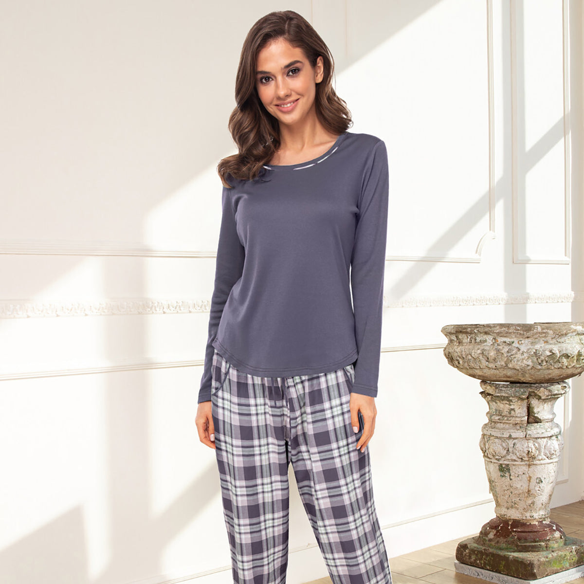 Lady Avenue Cotton Flannel pyjama's, paars