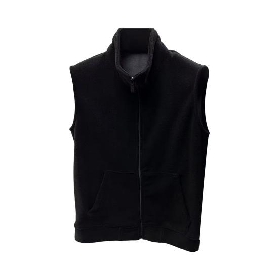 Aoring Heren Polar Fleece Vestjas met Zakken Opstaande Kraag Mouwloos Ritssluiting Zacht Warm Basisvest M zwart