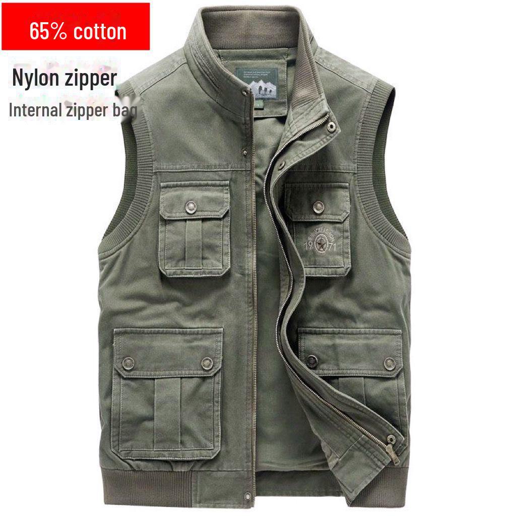 Top Men Wardrobe Heren multi-pocket werkvest, lichtgewicht outdoorvest voor lente en herfst Size 54 (135-150 lbs)