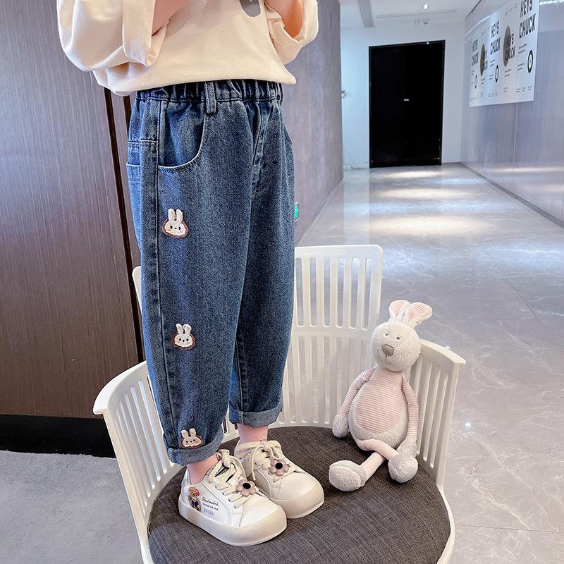 TBkids Meisjesjeans Casual broek Cartoonbroek 130 marineblauwe kleur