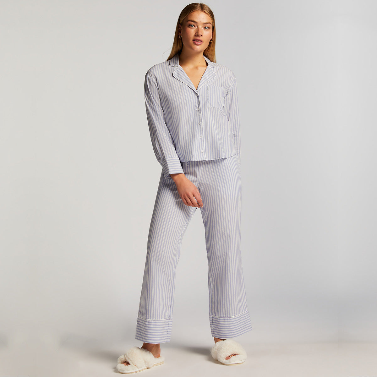 Hunkemöller Cotton Stripe pyjamabroek, blauw