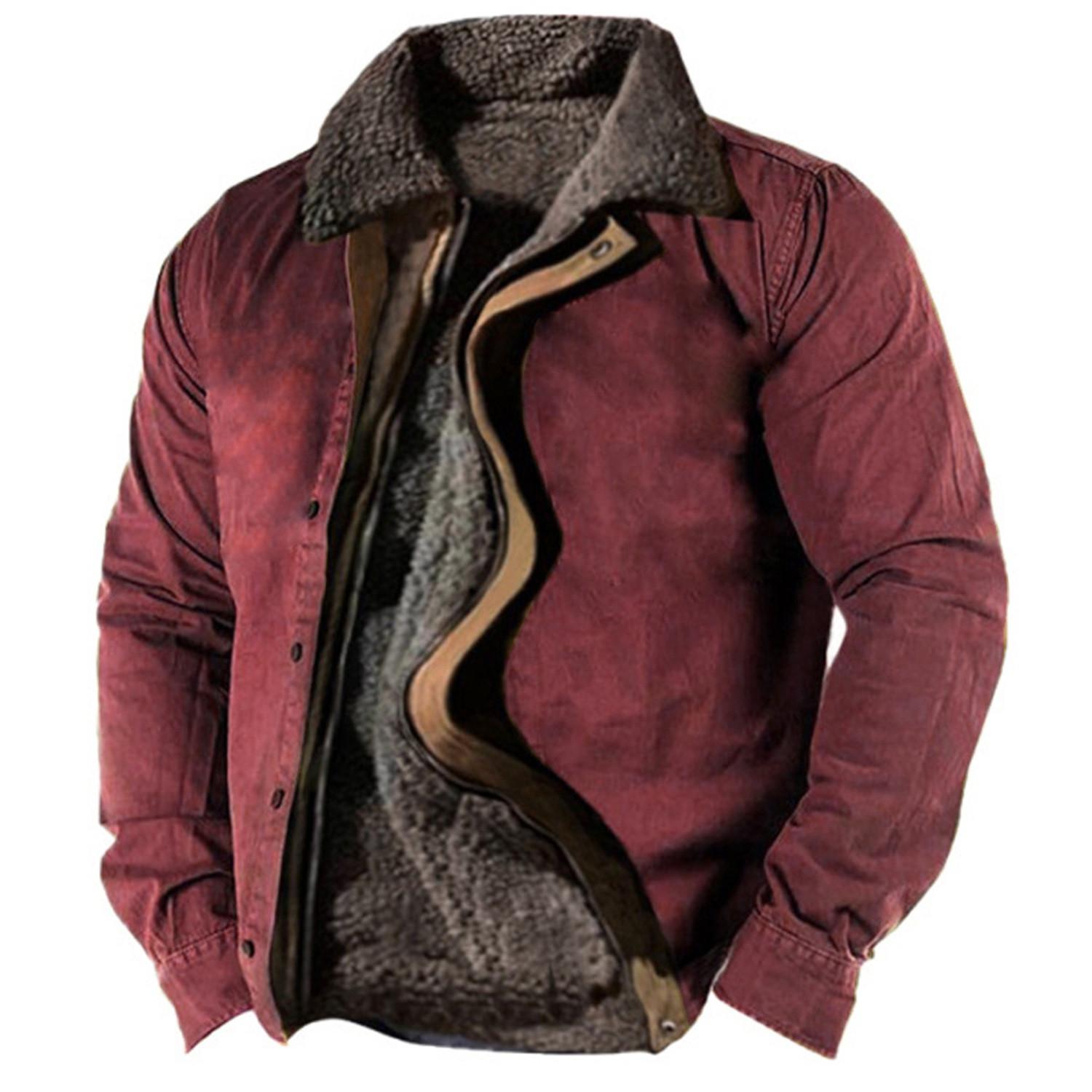 Ren Bag Casual camouflagesportsweatshirt voor heren, rits met lange mouwen en losse katoenen jas M rood