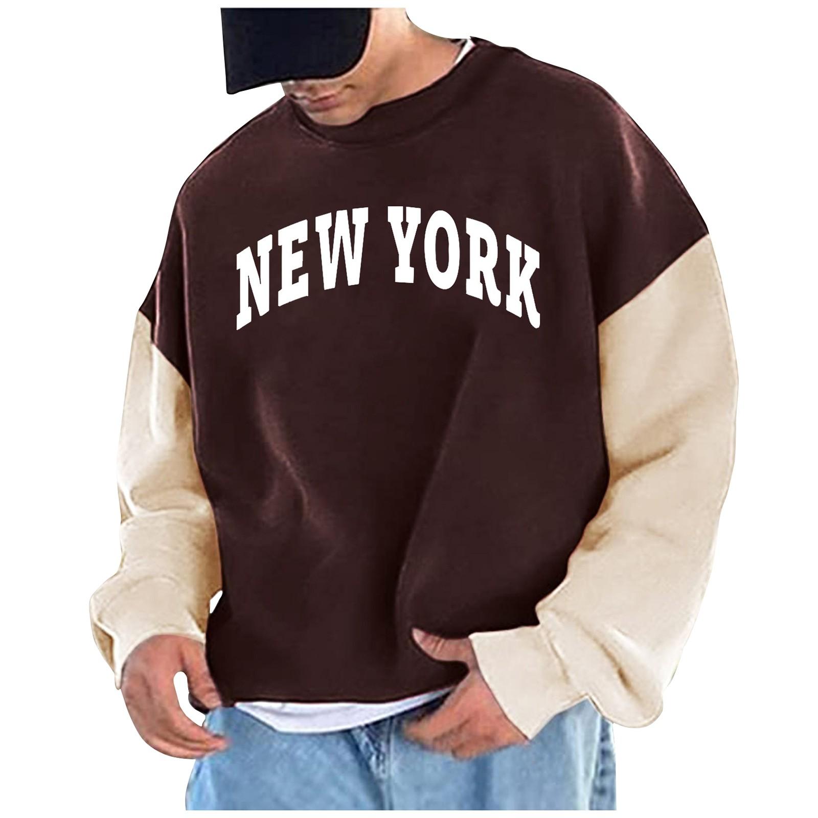 Zhengfuzhihai Heren Bedrukte Gekleurde Losse Schoudermouwen Ronde Hals Hoodies Heren Casual Sport Hoodies M wijn